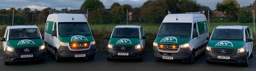 Fleet of JWC Vehicles preparing to complete Groundworks in Ruabon