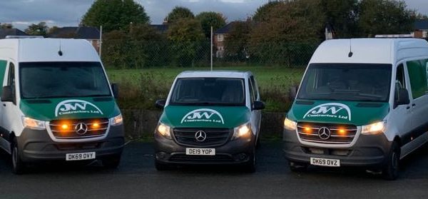 Fleet of JWC Vehicles preparing to complete Groundworks in Ruabon